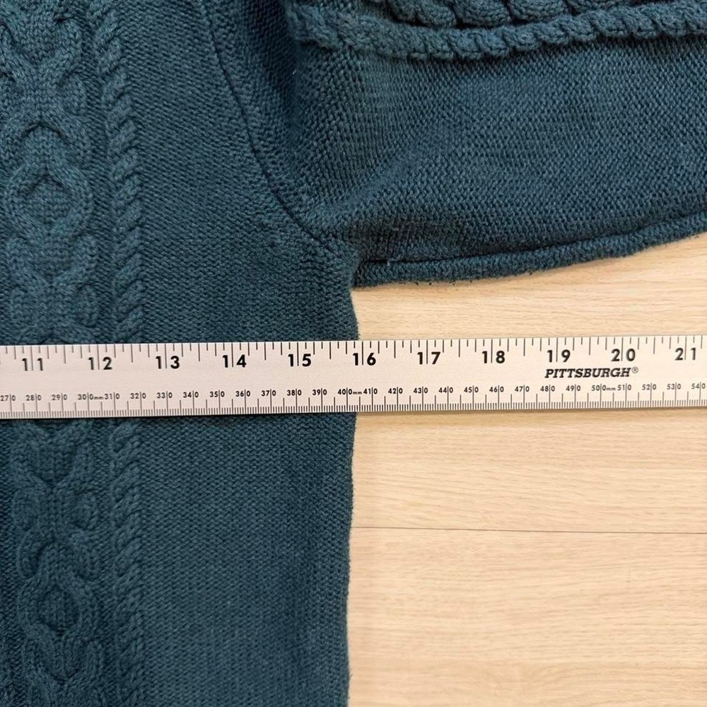 L.L. Bean Green Fisherman Cable Knit Full Zip Sweater Womens Size Small - Picture 5 of 6